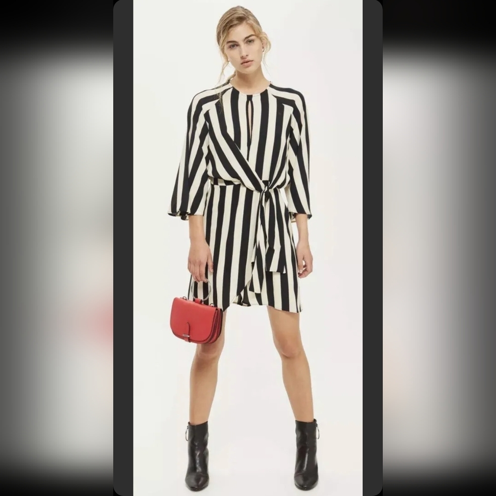 Topshop Stripped Knot Front Dress - Picture 6 of 6